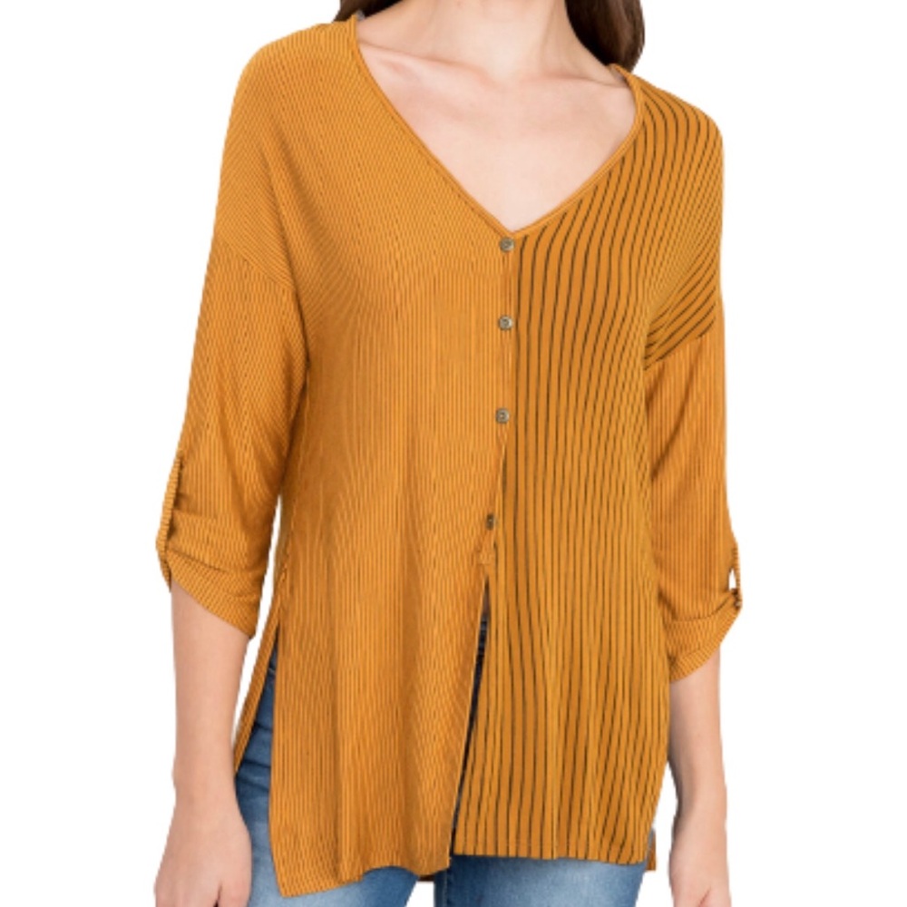 Mustard Stripped Top